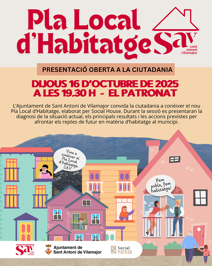 socialhouse-pla-local-1 Cartell de la presentació del Pla Local d’Habitatge de Sant Antoni de Vilamajor elaborat per Social House